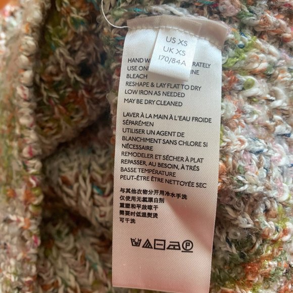 NWT Free People Highland Cable Knit Oversized V-Neck Mendocino Combo Sweater XS - Picture 12 of 13